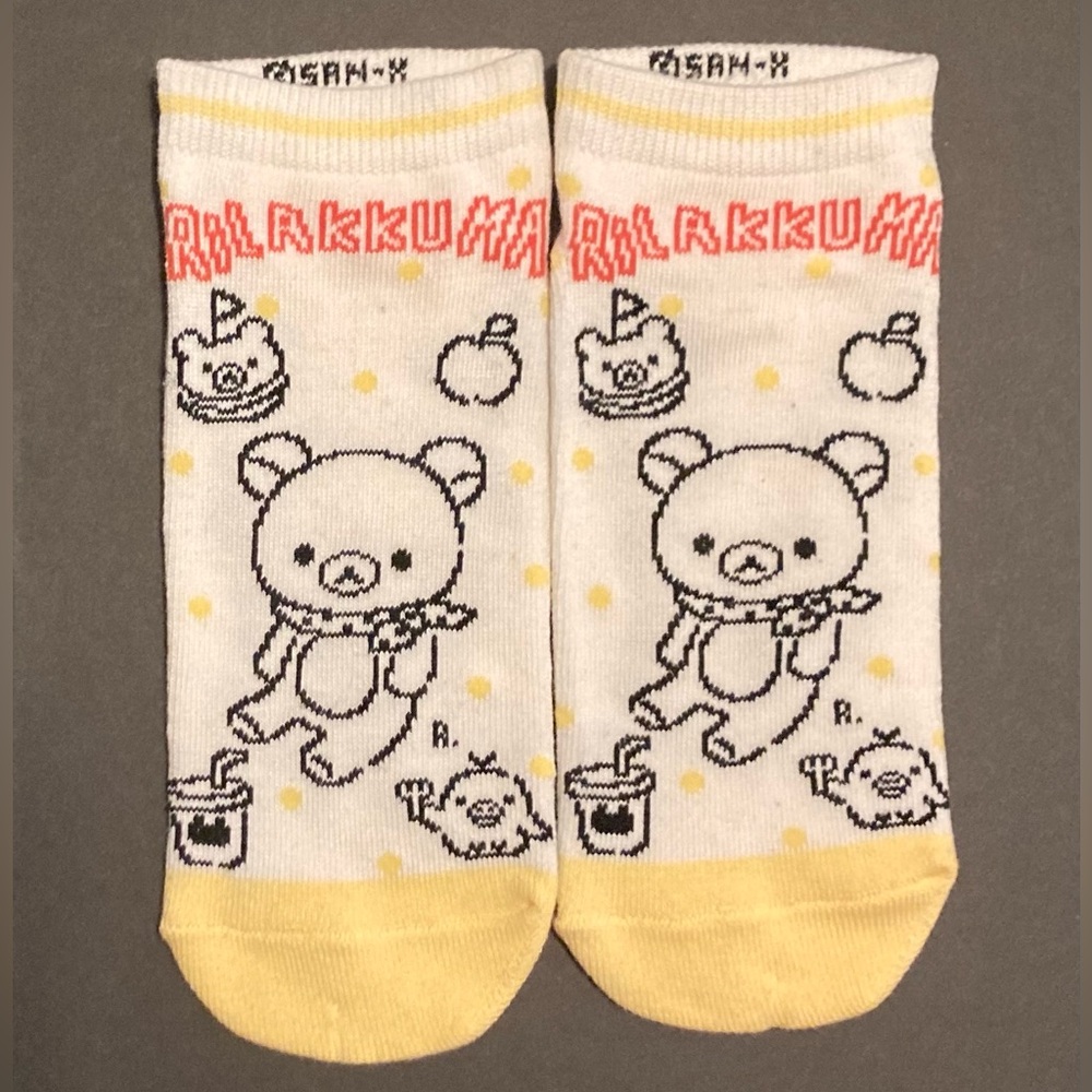 🧸🐤🍎🍔🥤🧦 1 Pair NWOT Japan San-X Rilakkuma Teddy Bear Chicken Apple Cartoon Socks